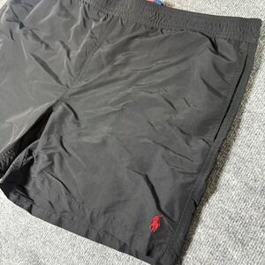 Polo Ralph Lauren Swim Trunks XXL Black Swimsuit‎ Shorts Pony Logo Lined